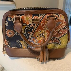 Spartina 449 Brown and Multicolor Floral Satchel
